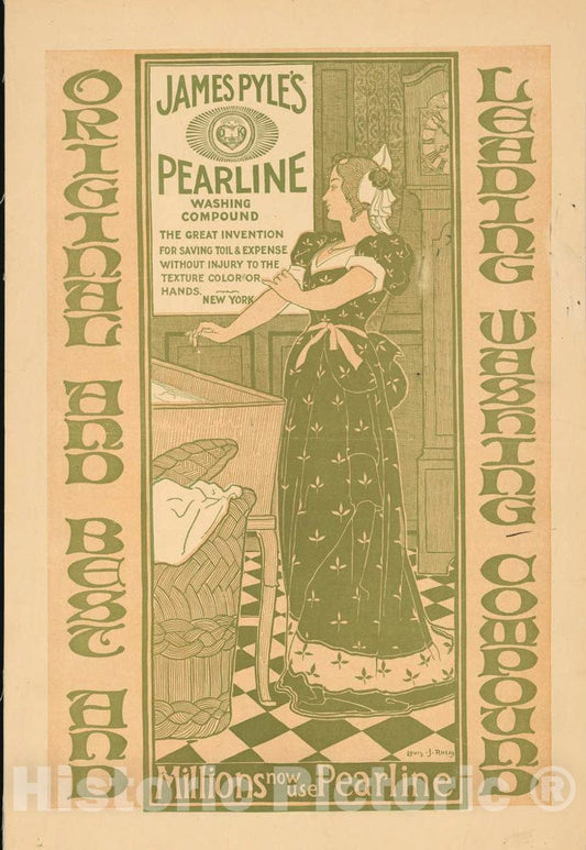 Vintage Poster -  James Pyle's Pearline Washing compund, Historic Wall Art