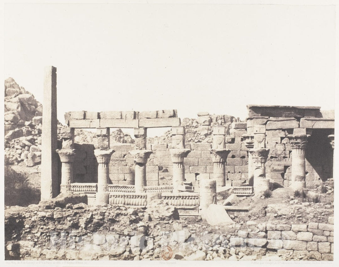 Photo Print : Félix Teynard - ILE de Fîleh (Philæ), Édifice du Sud et Partie de la Colonnade Occidentale Vue du Point V : Vintage Wall Art