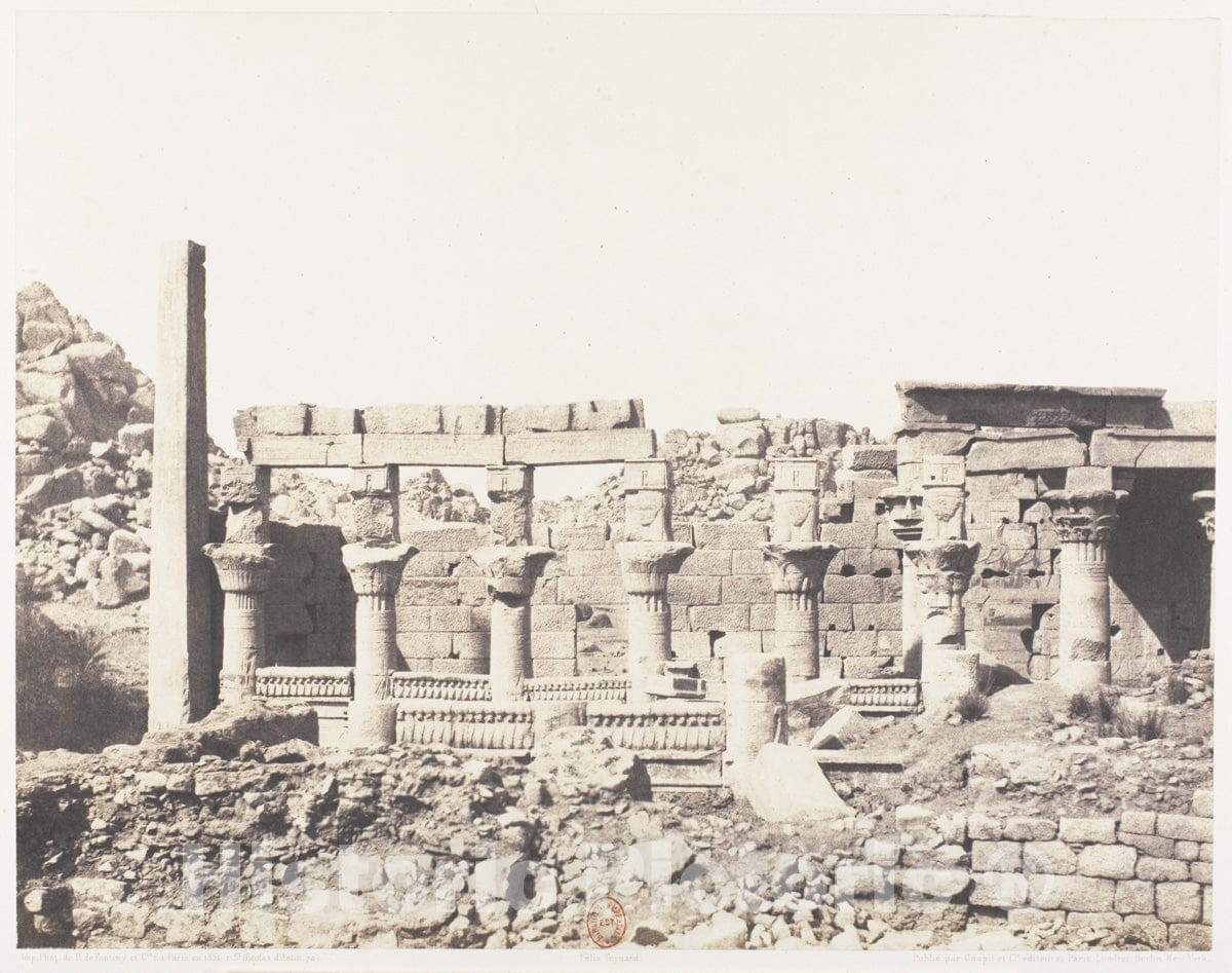 Photo Print : Félix Teynard - ILE de Fîleh (Philæ), Édifice du Sud et Partie de la Colonnade Occidentale Vue du Point V : Vintage Wall Art