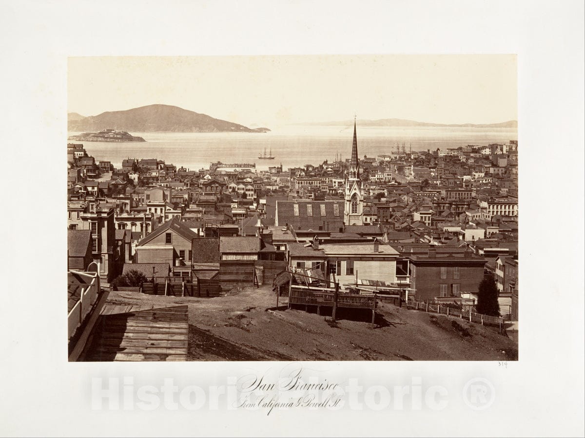 Photo Print : Carleton E. Watkins - San Francisco, from California and Powell Street : Vintage Wall Art