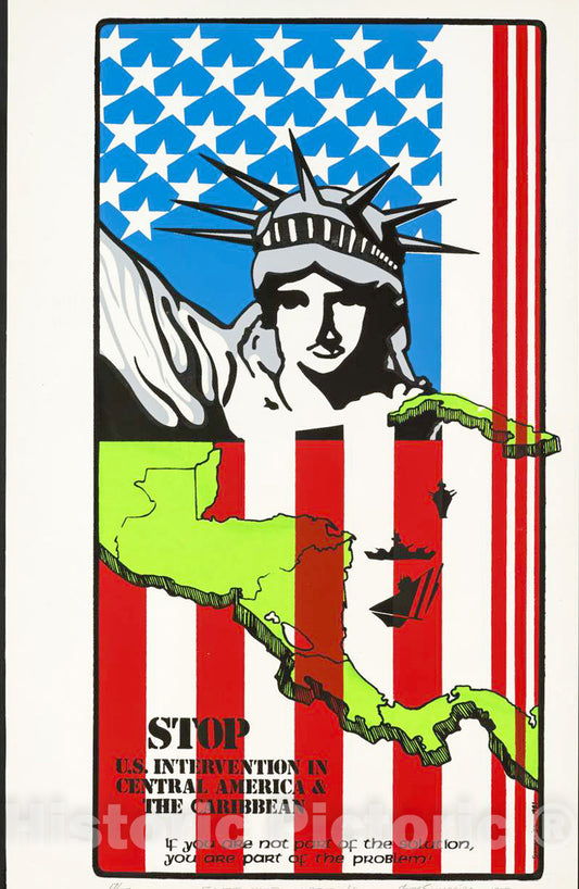 Vintage Poster -  Stop U.S. Intervention in Central America & The Caribbean., Historic Wall Art