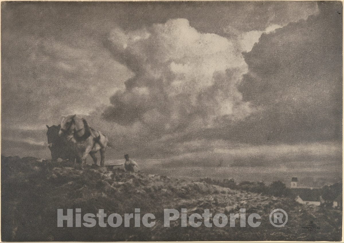 Photo Print : Hugo Henneberg - Pflügen : Vintage Wall Art