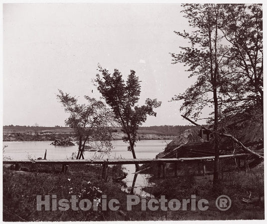 Photo Print : William Frank Browne - Fort Darling. Masked Battery and Obstruction in James River : Vintage Wall Art