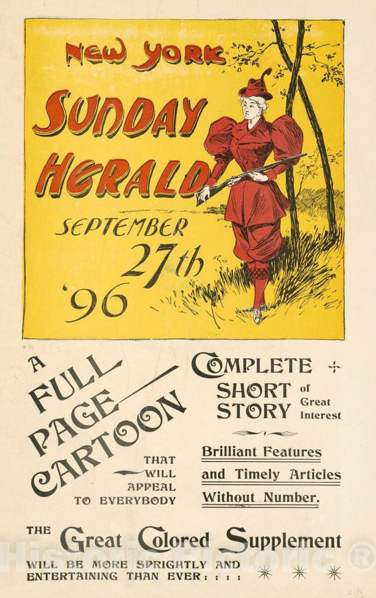 Vintage Poster -  New York Sunday Herald September 27th '96., Historic Wall Art
