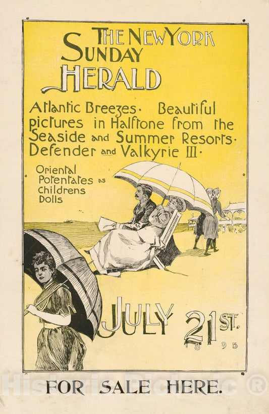 Vintage Poster -  The New York Sunday Herald July 21st. 1895., Historic Wall Art