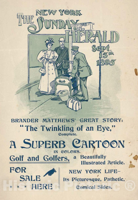Vintage Poster -  The New York Sunday Herald Sept. 15th 1895., Historic Wall Art