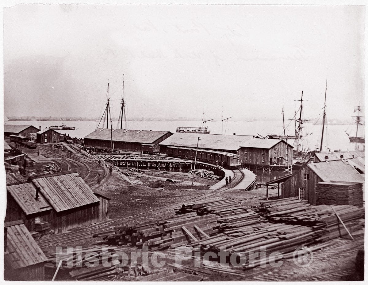 Photo Print : Andrew Joseph Russell - City Point, Virginia. Terminus of U.S. Military Railroad : Vintage Wall Art