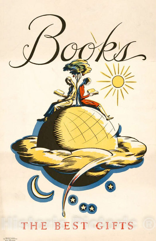 Vintage Poster -  Books, The Best Gifts, Historic Wall Art