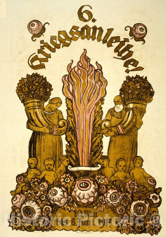 Vintage Poster -  6. Kriegsanleihe! 10. Mai bis 8. Juni 1917 -  Wm. Dachauer., Historic Wall Art