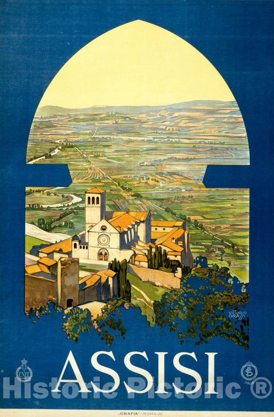 Vintage Poster -  Assisi -  Vittorio Grassi., Historic Wall Art