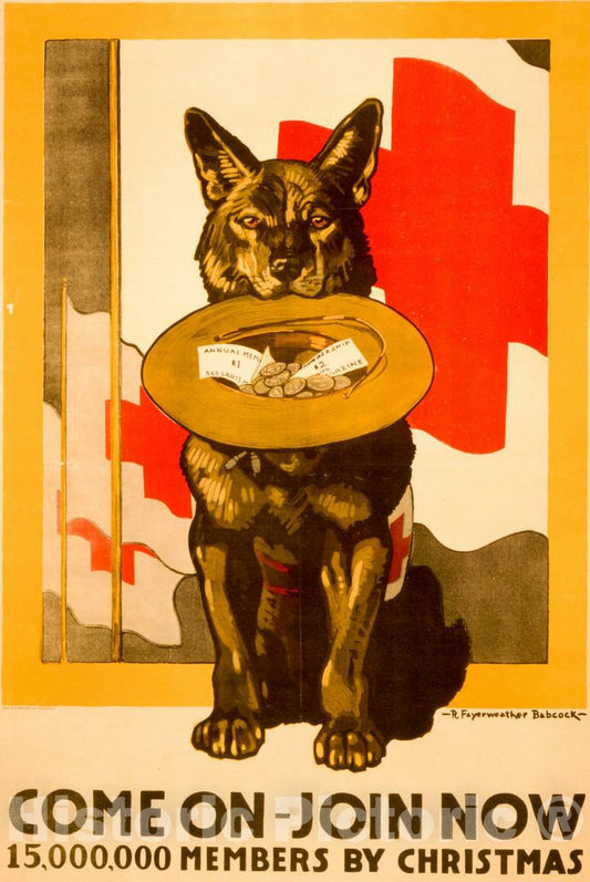 Vintage Poster -  Come on -  Join Now 15,000,000 Members by Christmas  -  R. Fayerweather Babcock ; Walton & Spencer Co, Chicago, Ill., Historic Wall Art
