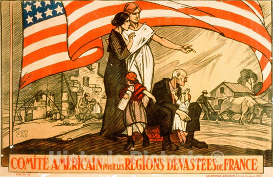 Vintage Poster -  ComitÃ© Americain Pour les RÃ©gions DÃ©vastÃ©es de France 1, Historic Wall Art