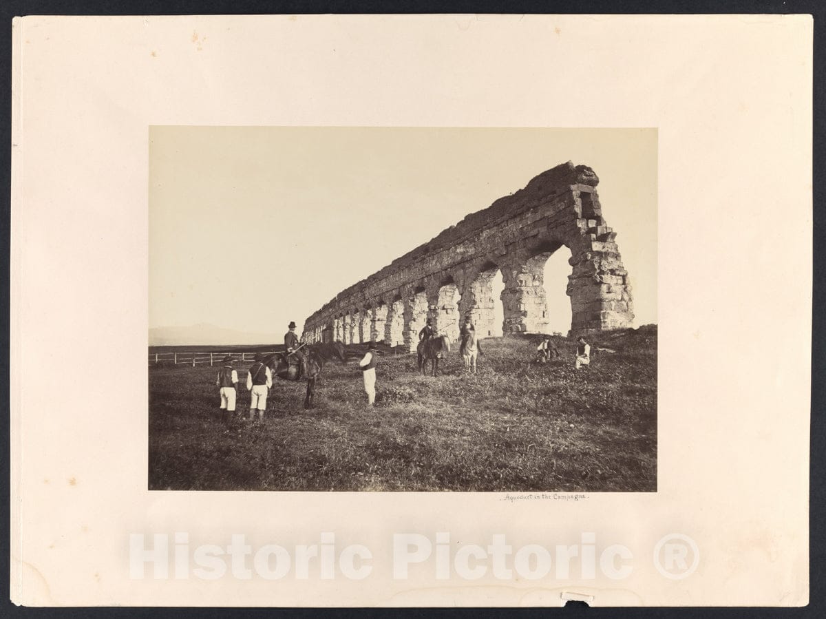 Photo Print : Altobelli & Molins - Men on Horse by Roman Aqueduct : Vintage Wall Art