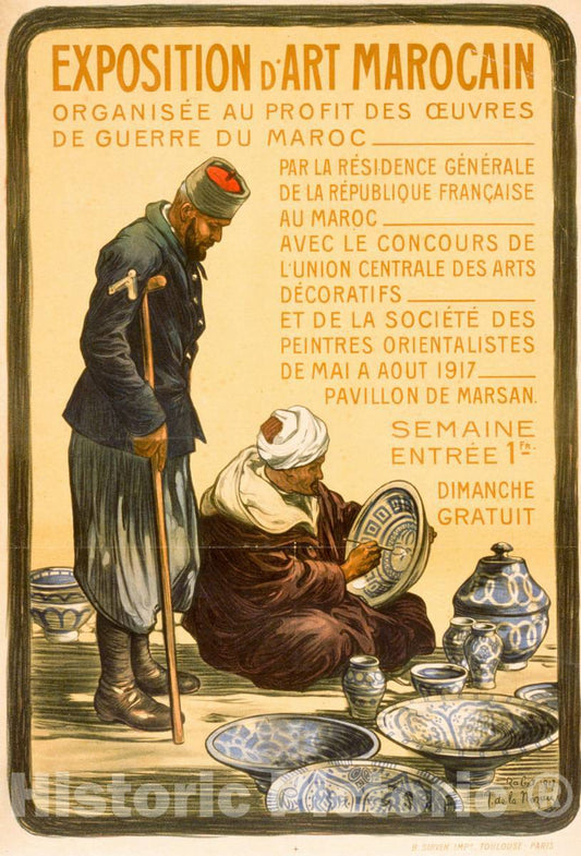 Vintage Poster -  Exposition d'art Marocain, Historic Wall Art