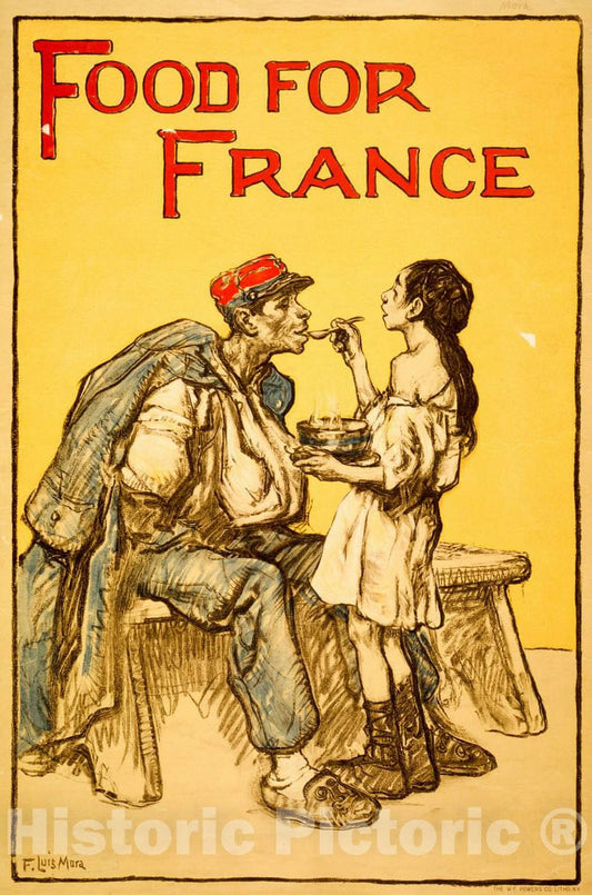 Vintage Poster -  Food for France -  F. Luis Mora., Historic Wall Art