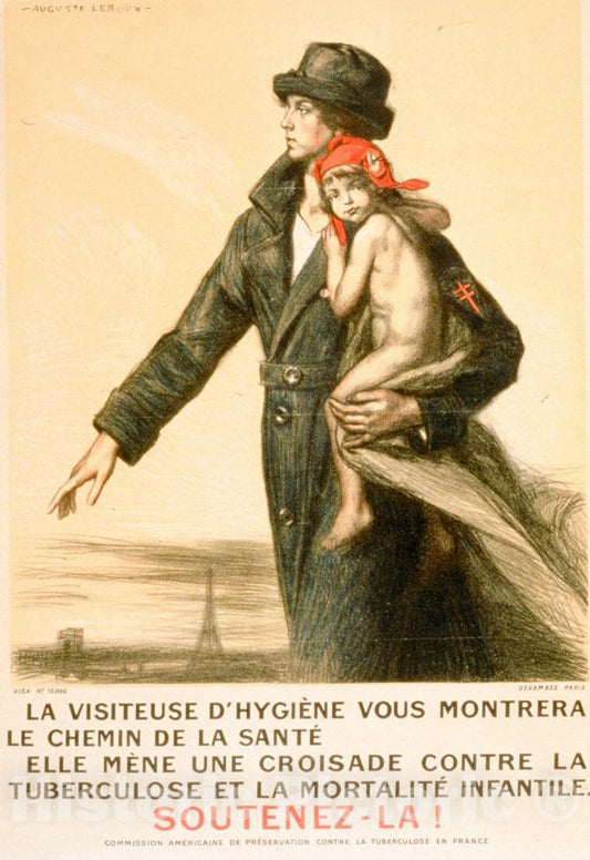 Vintage Poster -  La visiteuse d'hygiÃ©ne Vous montrera le chemin de la santÃ©. Soutenez - la!, Historic Wall Art