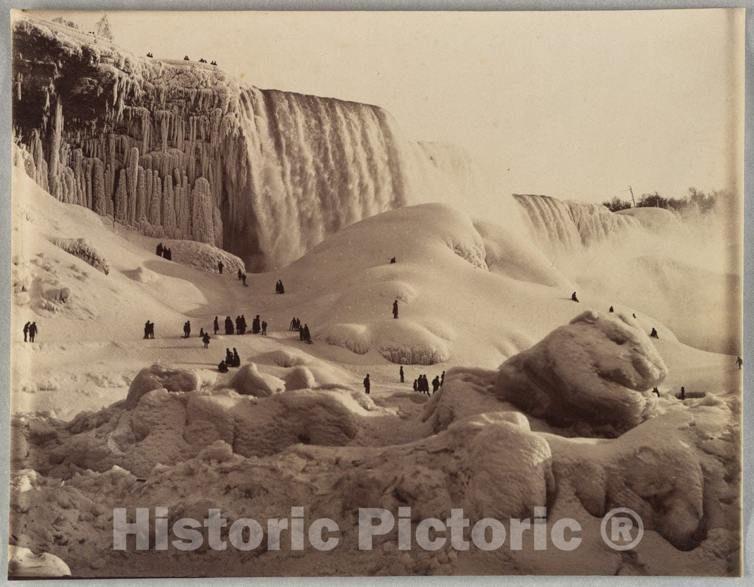 Photo Print : Ice Bridge and the American Falls, Niagara, New York - Artist Unknown : Vintage Wall Art