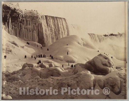 Photo Print : Ice Bridge and the American Falls, Niagara, New York - Artist Unknown : Vintage Wall Art
