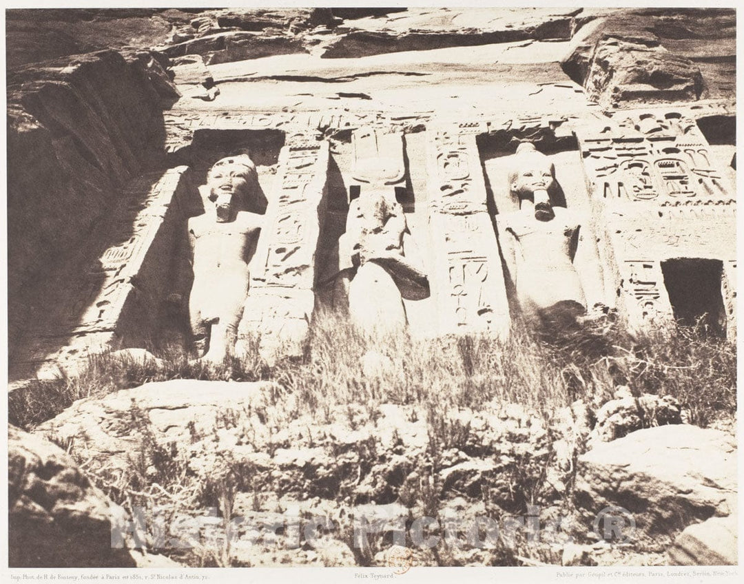 Photo Print : Félix Teynard - Abou-Sembil, Petit Spéos - Partie Gauche de la Façade : Vintage Wall Art