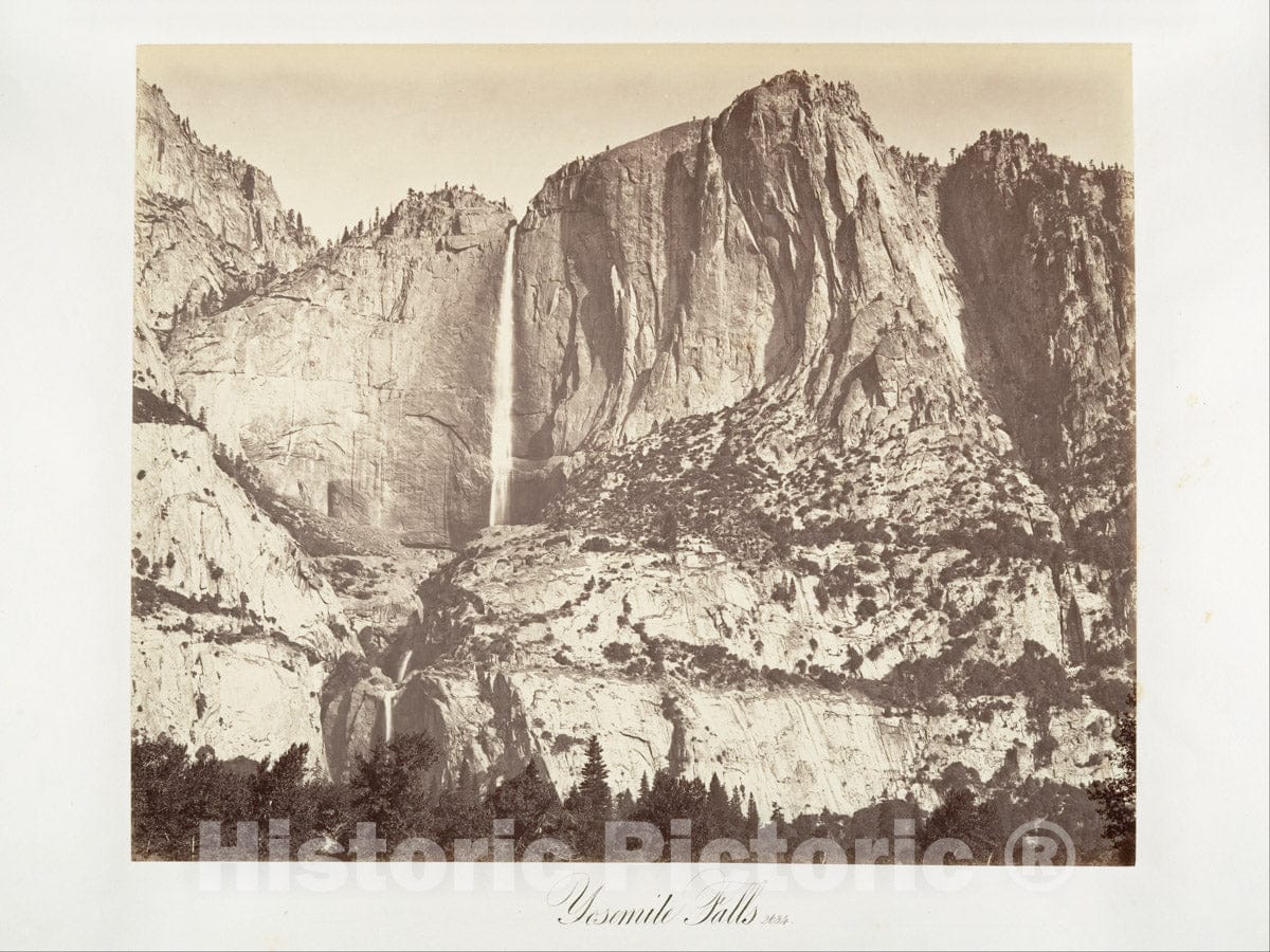 Photo Print : Carleton E. Watkins - Yosemite Falls, 2,634 feet 2 : Vintage Wall Art