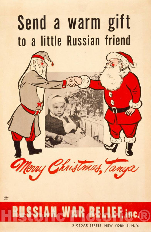 Vintage Poster -  Send a Warm Gift to a Little Russian Friend, Historic Wall Art