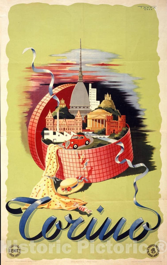 Vintage Poster -  Torino -  Tappa, crea., Historic Wall Art