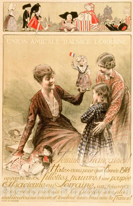 Vintage Poster -  Union amicale d'Alsace Lorraine. Femmes franÃ§aises! HÃ¢tez - Vous Pour que l'annÃ©e 1918, Historic Wall Art