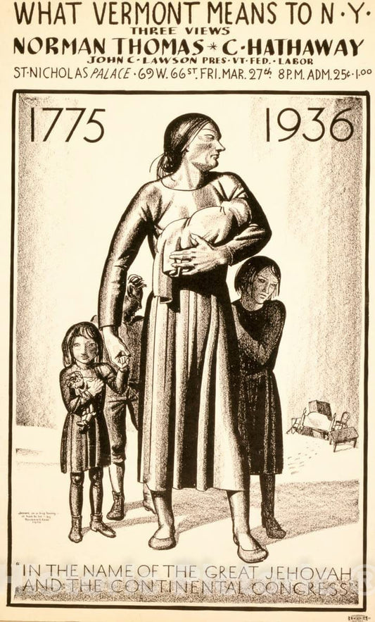 Vintage Poster -  What Vermont Means to New York Three Views - Norman Thomas - C. Hathaway - John C. Lawson  -  Rockwell Kent., Historic Wall Art