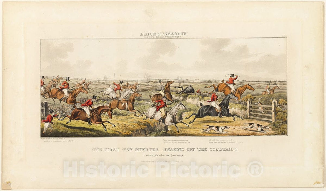 Art Print : The First Ten Minutes, plate two from The Leicestershire Hunt, John Dean Paul, 1825, Vintage Wall Decor :