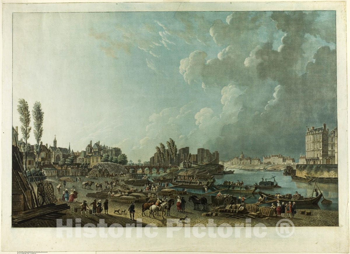 Art Print : Port de St. Paul, Paris, Charles Melchior Descourtis, c 1783, Vintage Wall Decor :