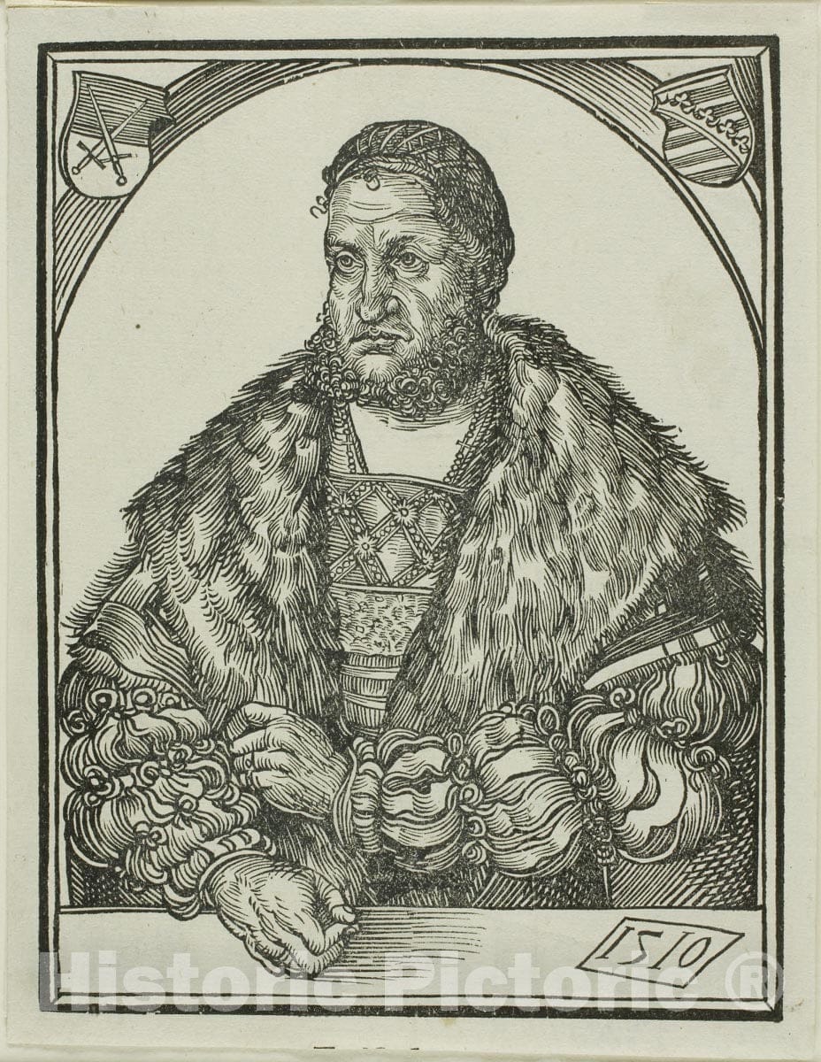 Art Print : Elector Frederick III of Saxony, from Speculum intellectuale felicitatis humane, Wolf Traut, 1510, Vintage Wall Decor :