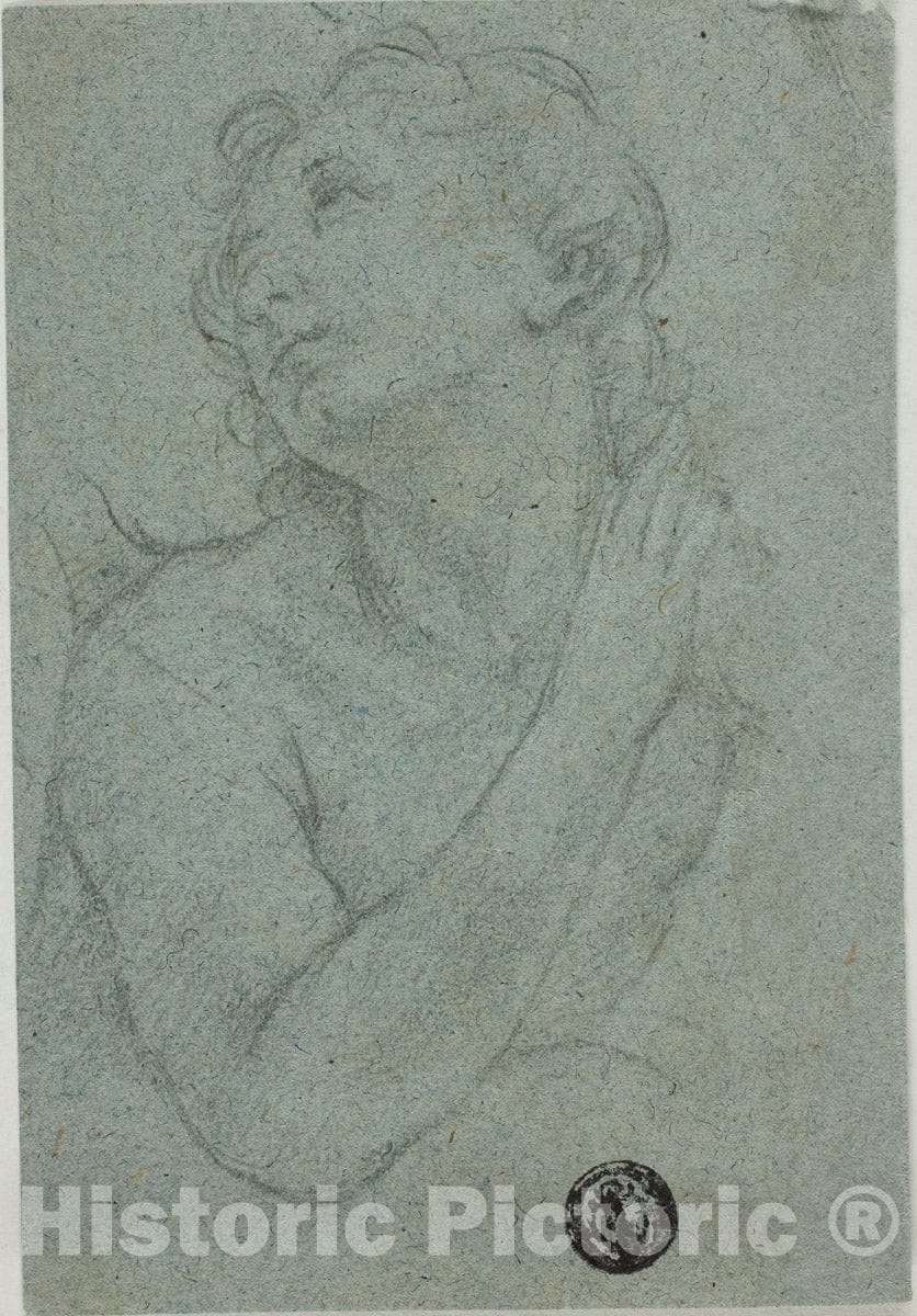 Art Print : Half-Length Praying Figure, Style of Carlo Cignani, c.1684, Vintage Wall Decor :