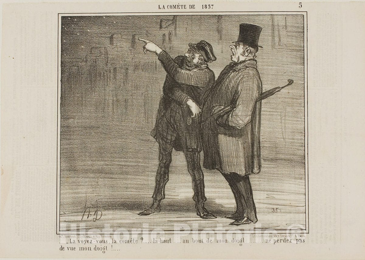 Art Print : Can you see the comet?... plate five La Comete De 18five7, Honore Victorin Daumier, c 18five7, Vintage Wall Decor :