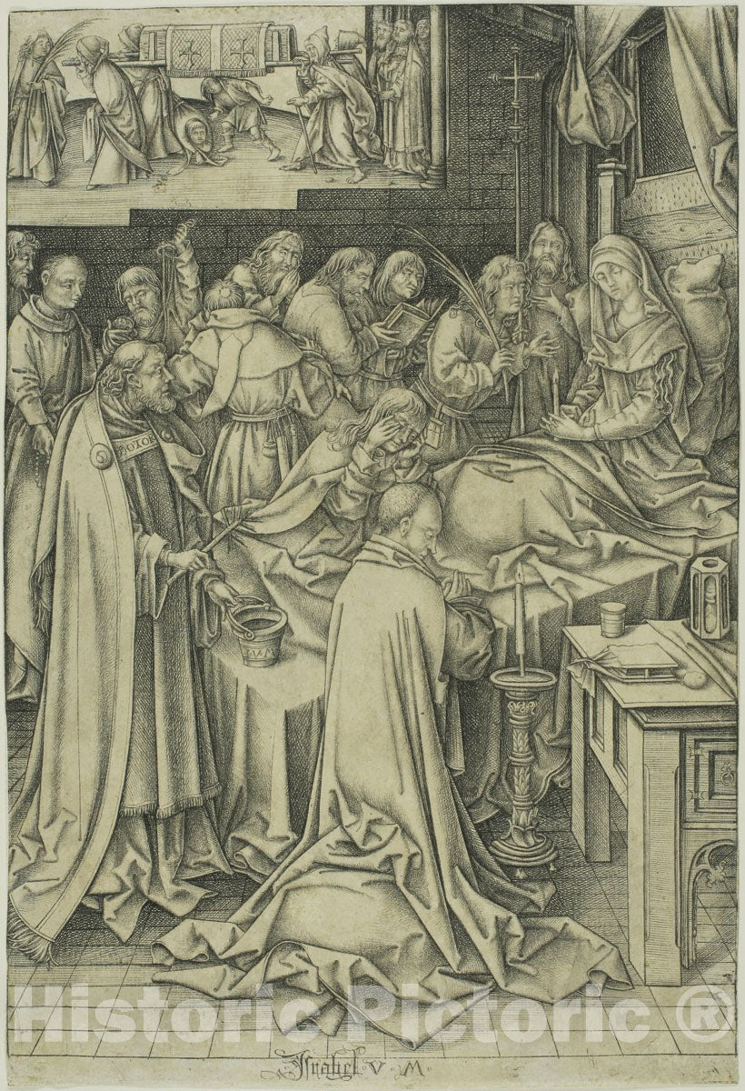 Art Print : Death of the Virgin, Israhel Van Meckenem, c.1481, Vintage Wall Decor :