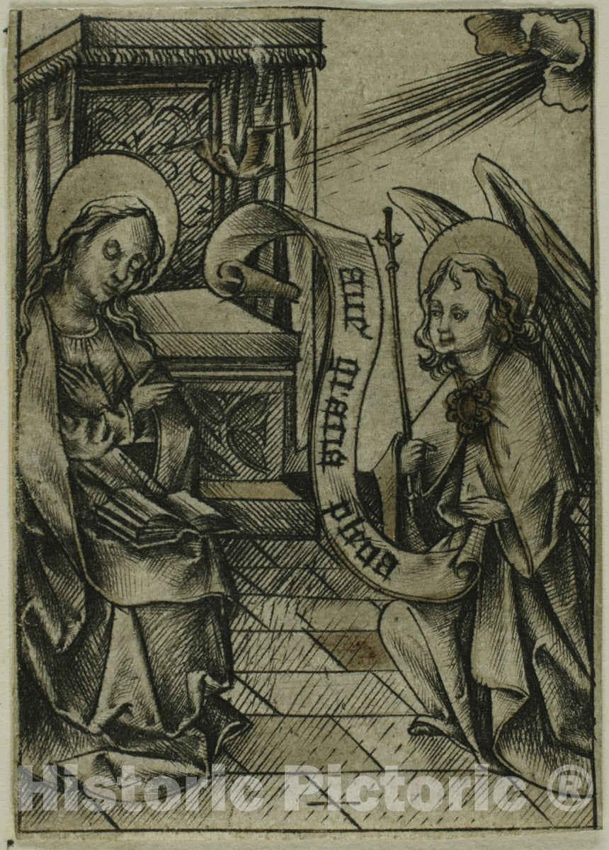 Art Print : The Annunciation, Israhel Van Meckenem, c.1484, Vintage Wall Decor :