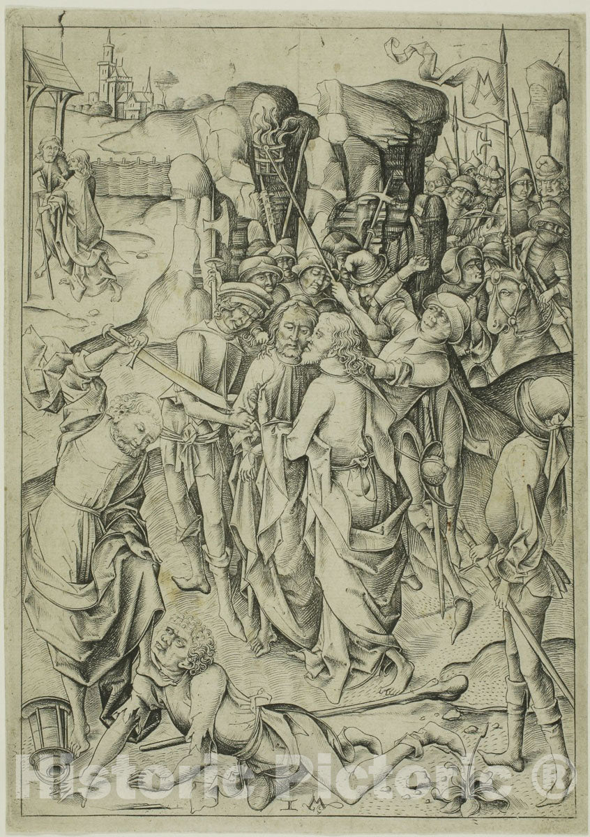 Art Print : The Betrayal, Israhel Van Meckenem, c.1484, Vintage Wall Decor :