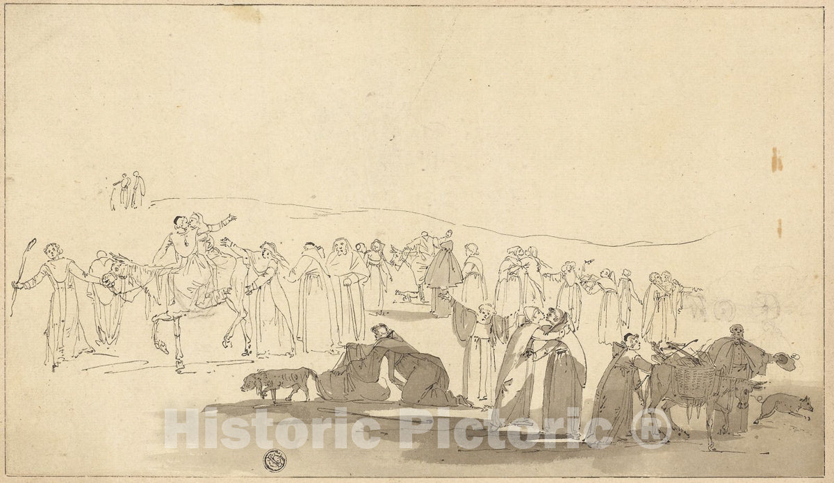 Art Print : Canterbury Pilgrims, Thomas Stothard, c.1805, Vintage Wall Decor :