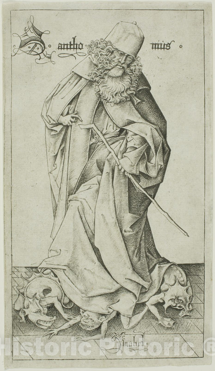 Art Print : St. Anthony, Israhel Van Meckenem, c.1473, Vintage Wall Decor :