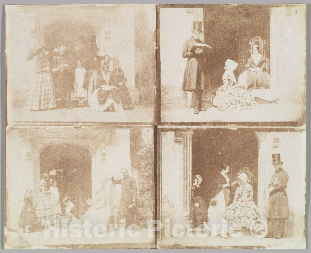 Photo Print : Calvert Richard Jones - Contact Sheet of Four Group Portraits in a Doorway : Vintage Wall Art