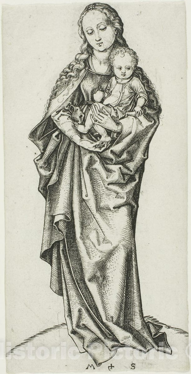 Art Print : The Madonna and Child with an Apple, Martin Schongauer, c 1470, Vintage Wall Decor :