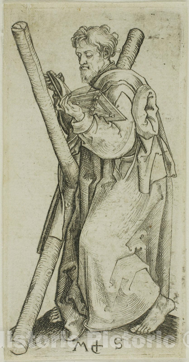 Art Print : St. Andrew, from Apostles, Martin Schongauer, c.1471, Vintage Wall Decor :