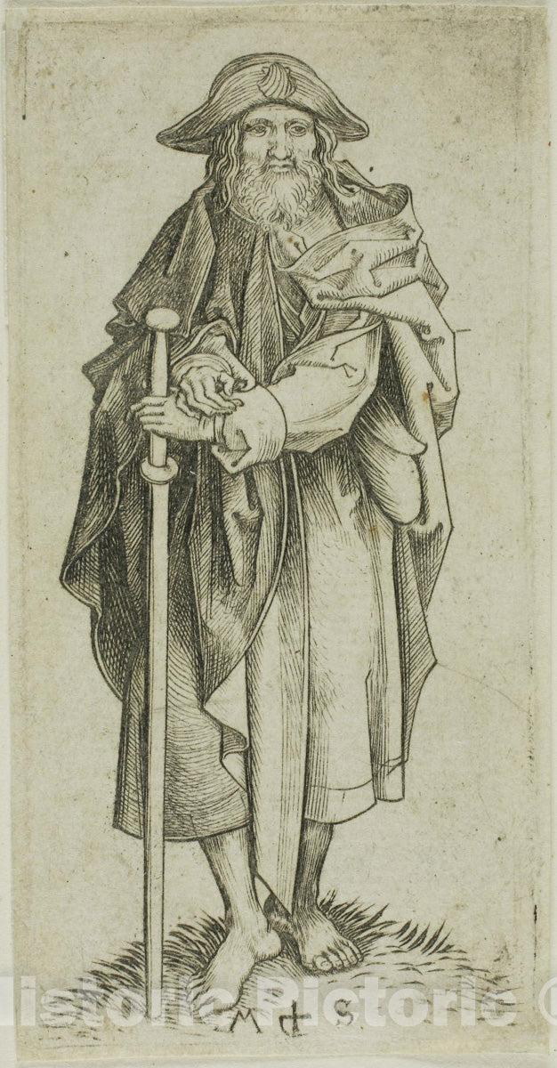 Art Print : St. James Major, from Apostles, Martin Schongauer, c.1471, Vintage Wall Decor :