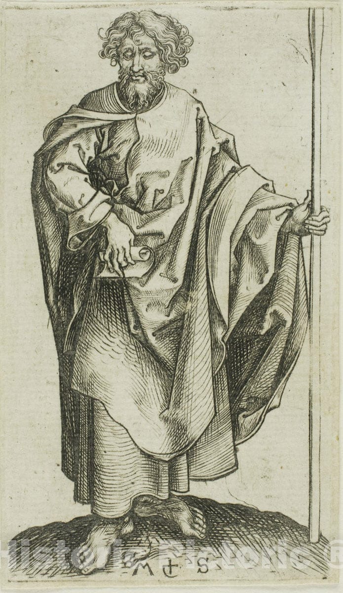 Art Print : St. Thomas, from Apostles, Martin Schongauer, c.1471, Vintage Wall Decor :