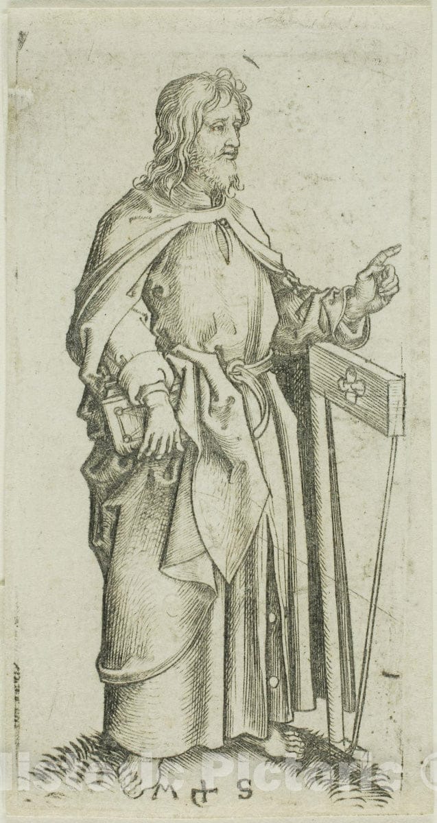 Art Print : St. Jude, from Apostles, Martin Schongauer, c.1471, Vintage Wall Decor :