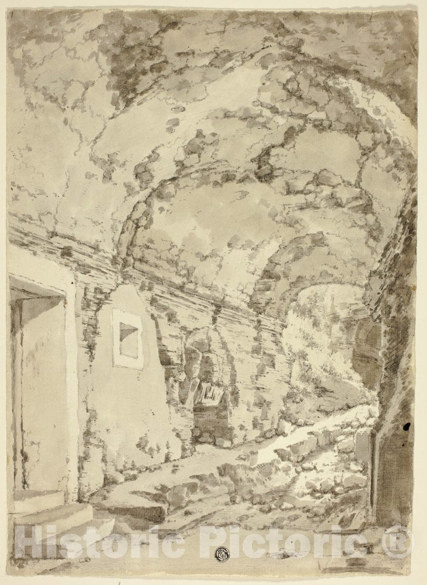 Art Print : Ruined Vault, Hendrik Voogd, c.1701, Vintage Wall Decor :