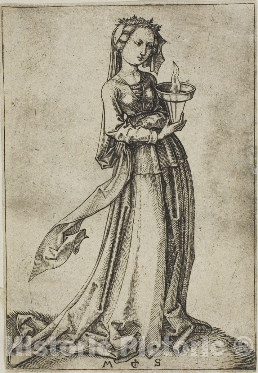 Art Print : The Fourth Wise Virgin, Martin Schongauer, c.1471, Vintage Wall Decor :