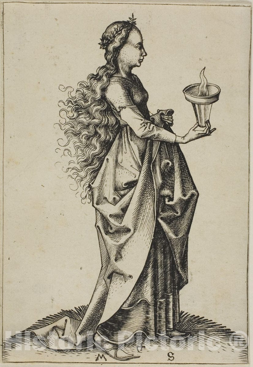 Art Print : The Fifth Wise Virgin, Martin Schongauer, c.1471, Vintage Wall Decor :