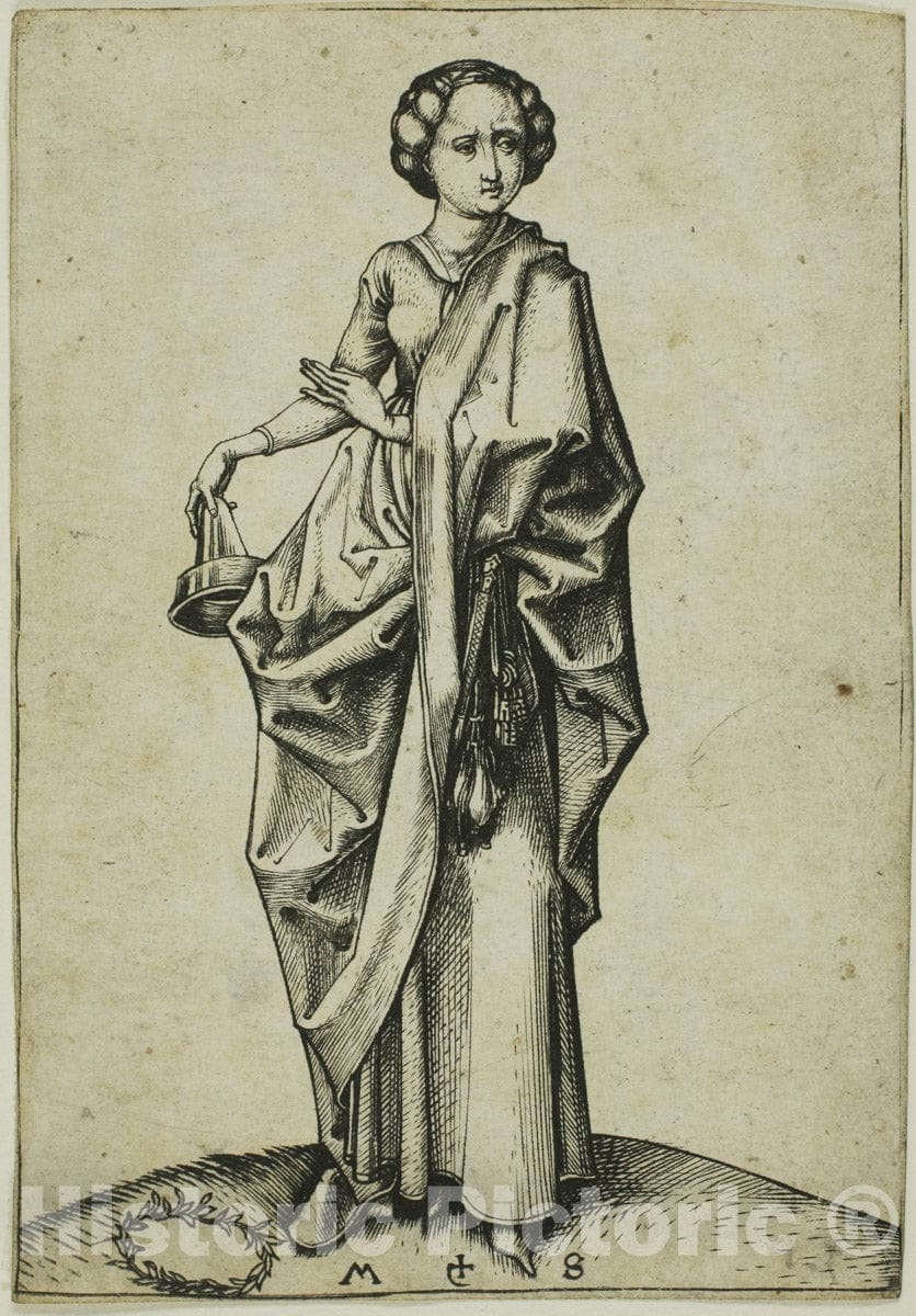 Art Print : The Fourth Foolish Virgin, Martin Schongauer, c.1471, Vintage Wall Decor :