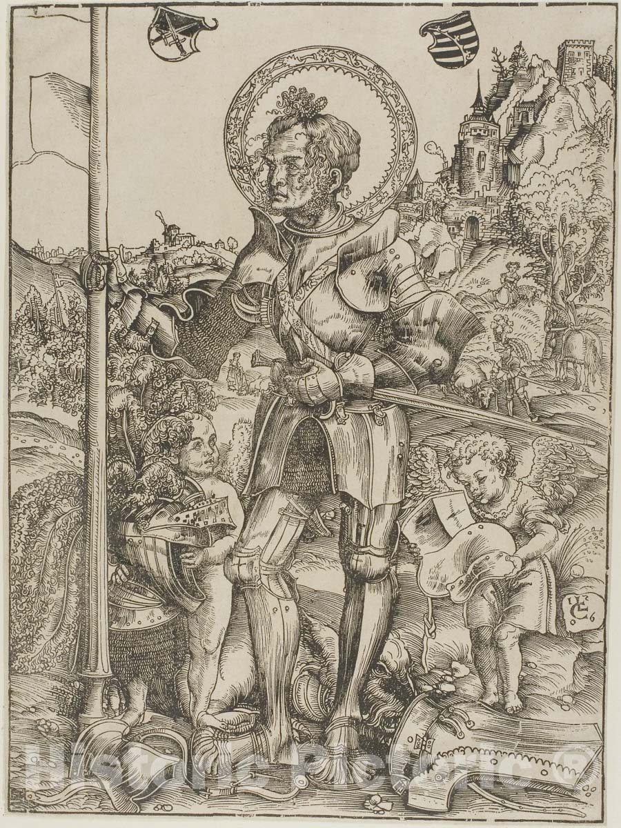 Art Print : Saint George Standing, Lucas Cranach, the elder, 1506, Vintage Wall Decor :