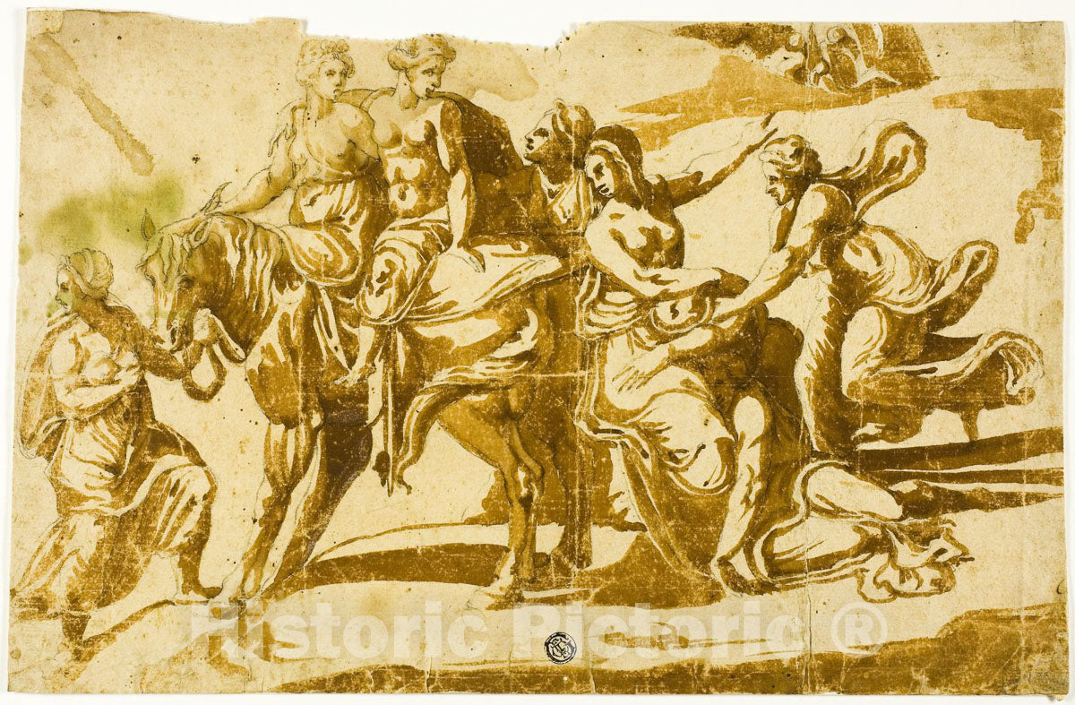 Art Print : Flight of Celia, Polidoro da Caravaggio, c.1590, Vintage Wall Decor :